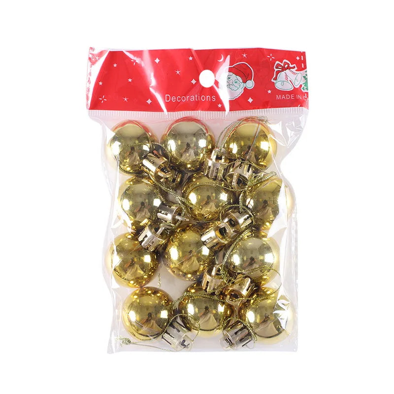 12pcs 3cm Christmas Ball Christmas Tree Ornament Hanging Pendant Glitter Baubles Balls Home Christmas Decoration New Year Gift