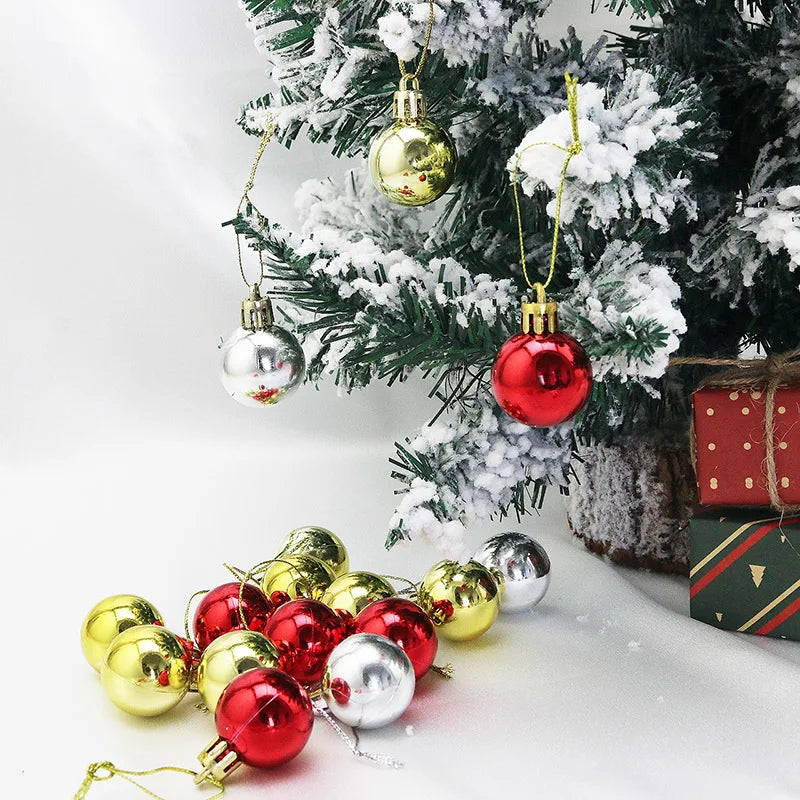 12pcs 3cm Christmas Ball Christmas Tree Ornament Hanging Pendant Glitter Baubles Balls Home Christmas Decoration New Year Gift