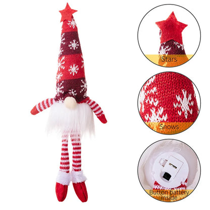 Glowing Gnome Christmas Decoration Faceless Doll Night Light Home Navidad Natal 2024 New Year Children X-mas Gifts